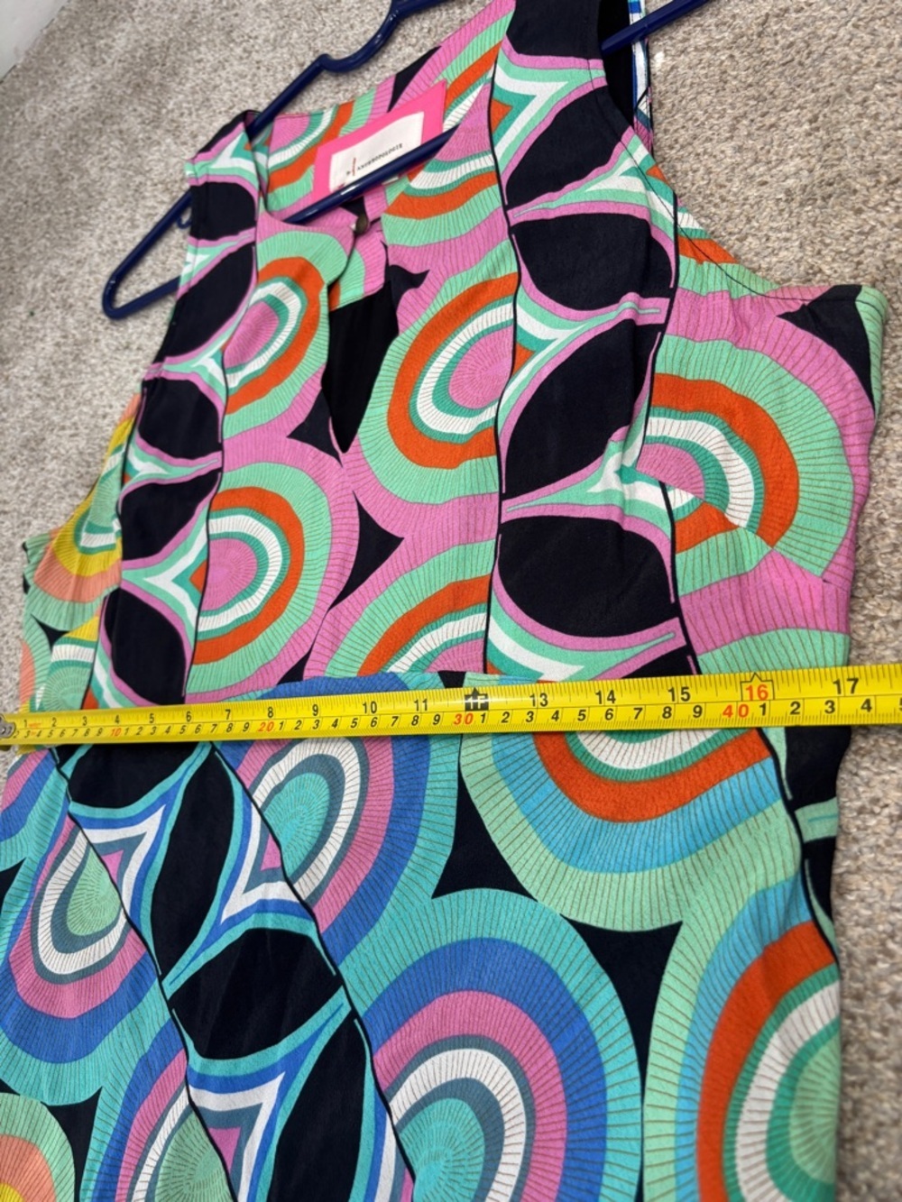 Anthropologie Kenzie Asymmetrical Midi Dress 12 retro geometric print colorful - Picture 5 of 13